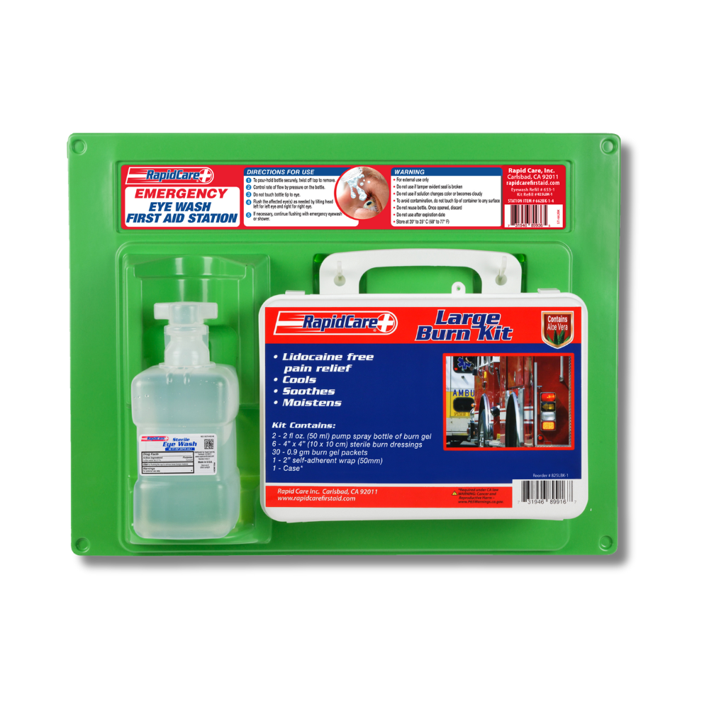 16oz Eye Wash Station with Large Burn Kit.