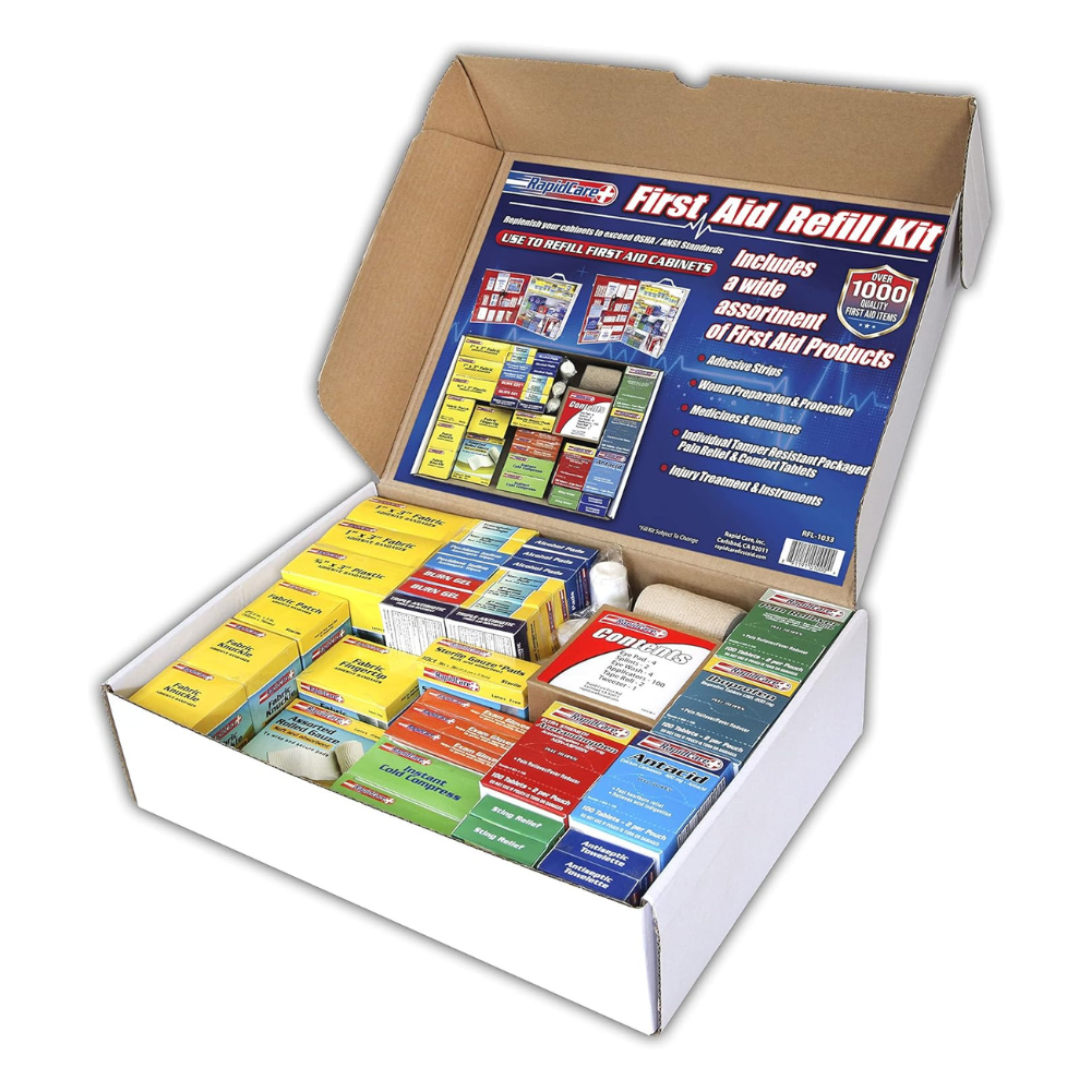 XL First Aid Refill Kit | 1033 Pieces | 4-Shelf Refill Kit.