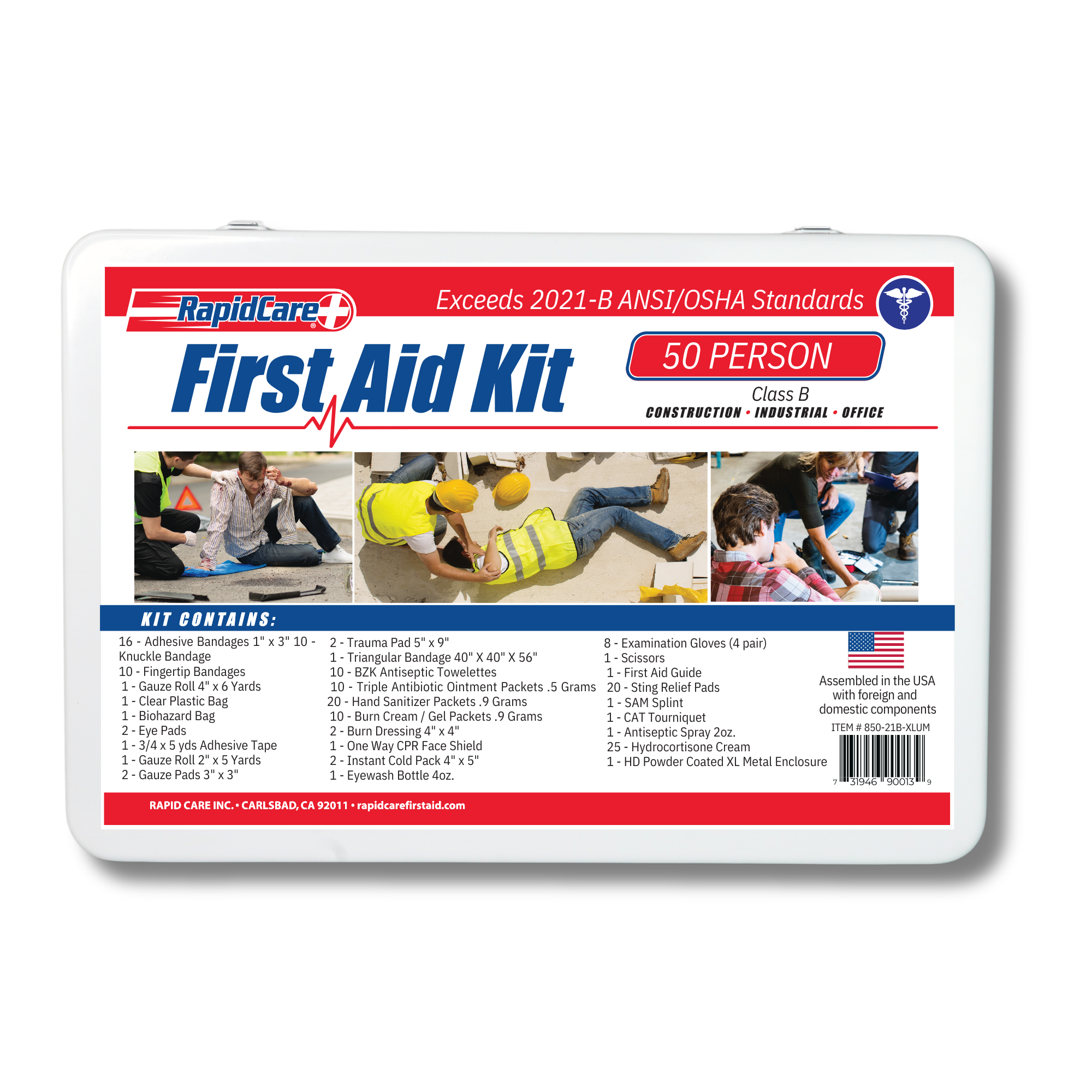 Extra Large 50 Person Unitized Metal First Aid Kit - 2021-B.