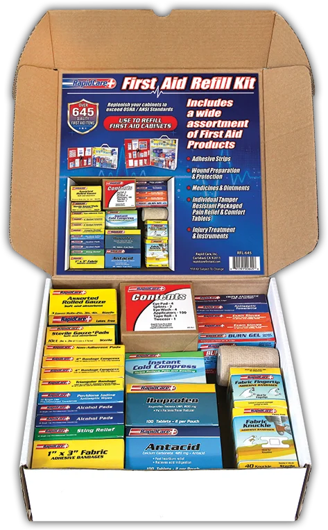 Large First Aid Refill Kit | 645 Piece | 3 Shelf First Aid Kit Refill Kit