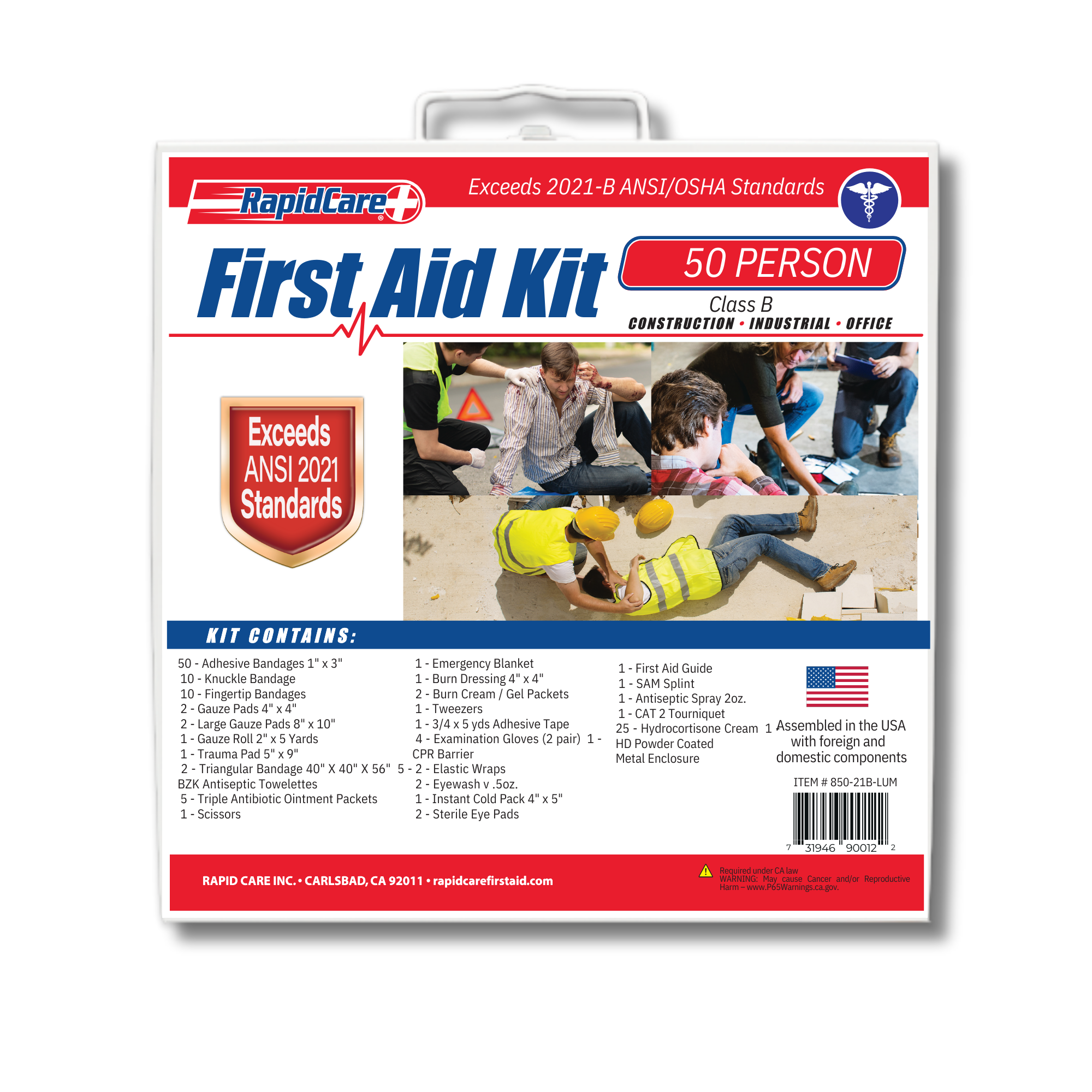 Large 50 Person Unitized Metal First Aid Kit - 2021-B