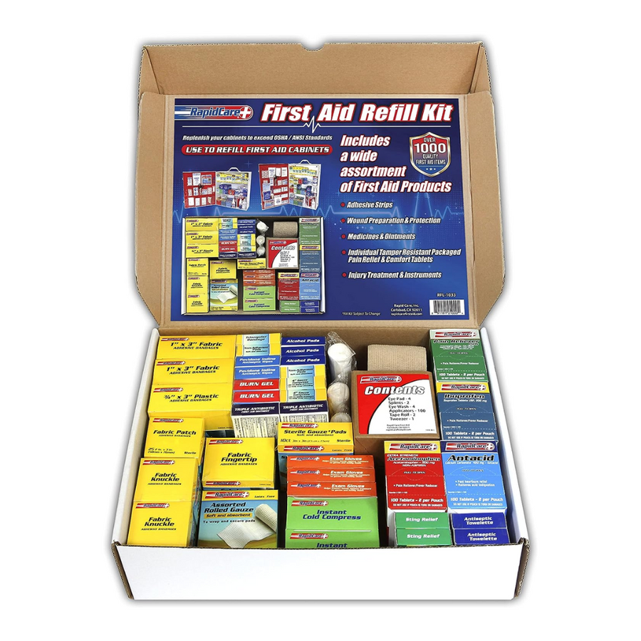 XL First Aid Refill Kit | 1033 Pieces | 4-Shelf Refill Kit