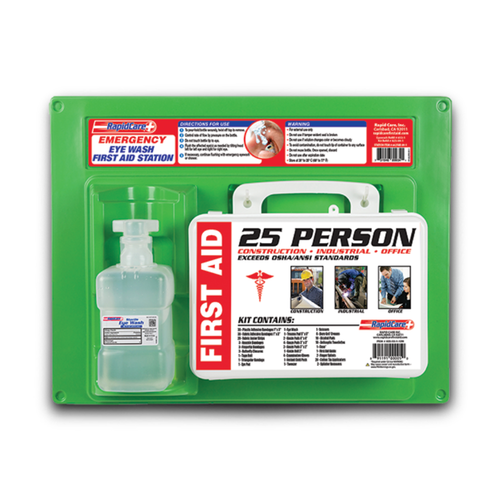 16oz Eye Wash Station with 25 Person First Aid Kit
