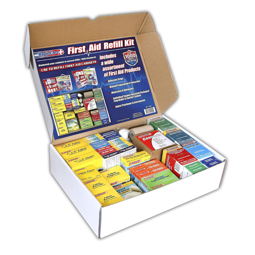 XL First Aid Refill Kit | 1033 Pieces | 4-Shelf Refill Kit.