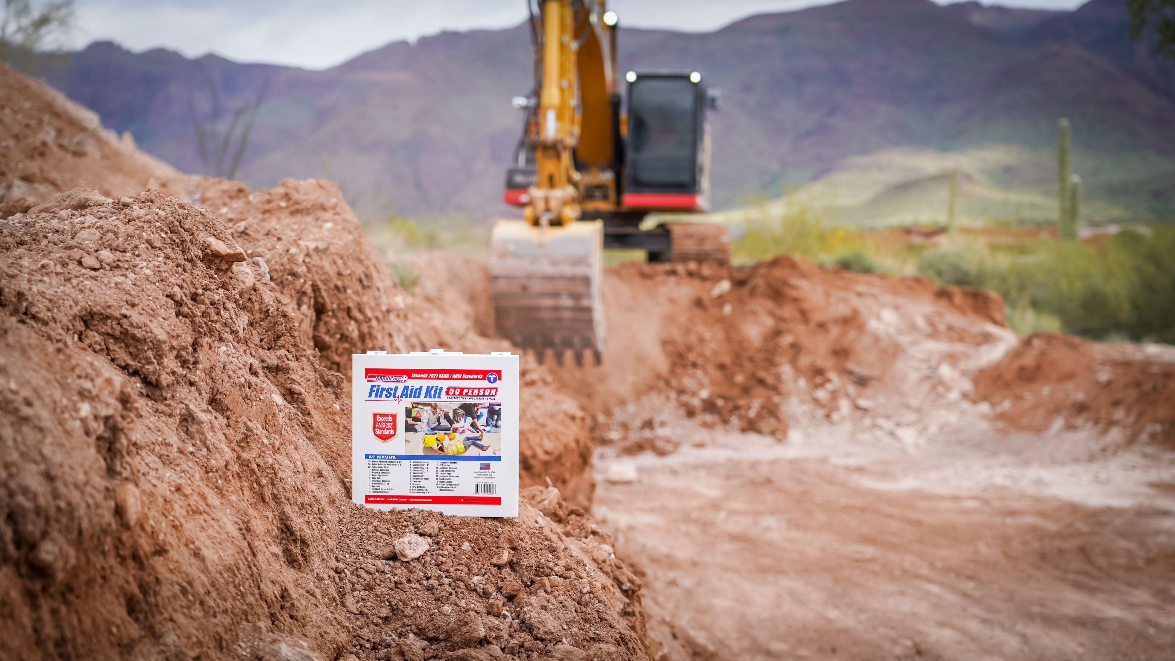 RapidCare first aid kit on a jobsite
